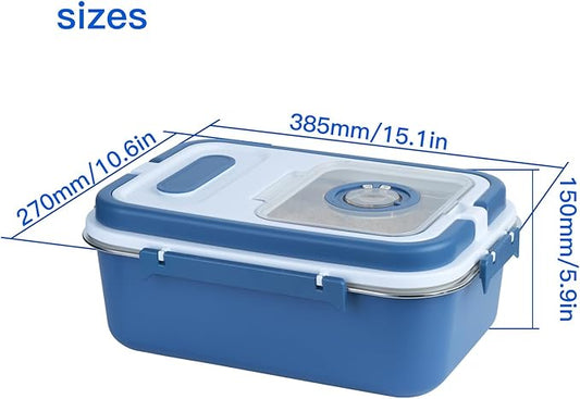 PENCK 15lbs Airtight Rice Storage Container Stainless Steel Flour Sugar Dispenser Food Box Holder Grain Cereal Bin with Measuring Cup for Kitchen Pantry Countertop, Blue
