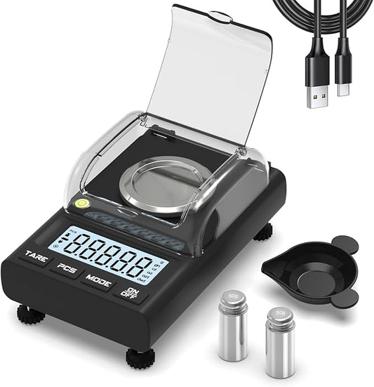 WEIGHTMAN Milligram Scale 100g x 0.001g, Mg Scale with 50g Calibration Weight and Accessories, Powder Scale for Reloading