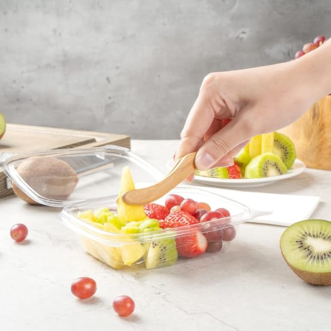 Restaurantware Thermo Tek 8 Ounce Clamshell Containers - Anti-Fog To Go Food Containers - Freezable Rectangle Clear Plastic Food Packaging