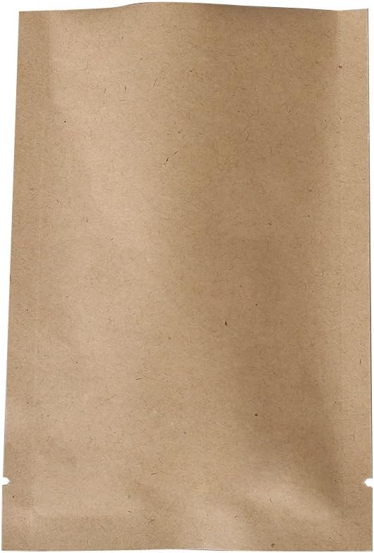 QQ Studio 100 PCS Metallic Mylar Foil Open Top Sealable Bags (7x10cm (2.7x3.9"), 100x Kraft)