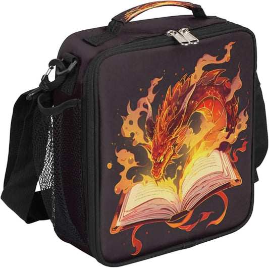 Kids Lunch Box for Boys Girls Magic Book Dragon Lunch Bag for Kids Insulated Lunch Bag Tote with Adjustable Shoulder Strap Teens Lunchbox Cooler School Picnic