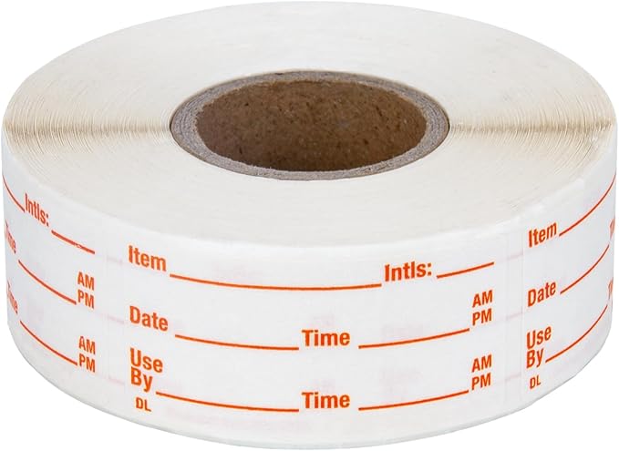 L LIKED 500 Stickers Use by 1 x 2 Inch Dissolvable Food Storage Labels for Containers Prep roll of 500 (Red)