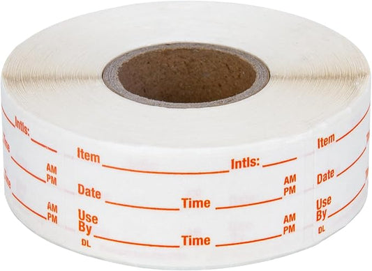 L LIKED 500 Stickers Use by 1 x 2 Inch Dissolvable Food Storage Labels for Containers Prep roll of 500 (Red)