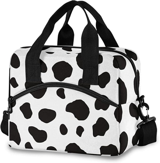 Milk Cow Dot Skin Insulated Lunch Bag Reusable Lunch Tote Bag Cooler Bag for Women Men Adult Lunch Box with Adjustable Shoulder Strap Leakproof Lunch Bag for Work School Picnic Camping