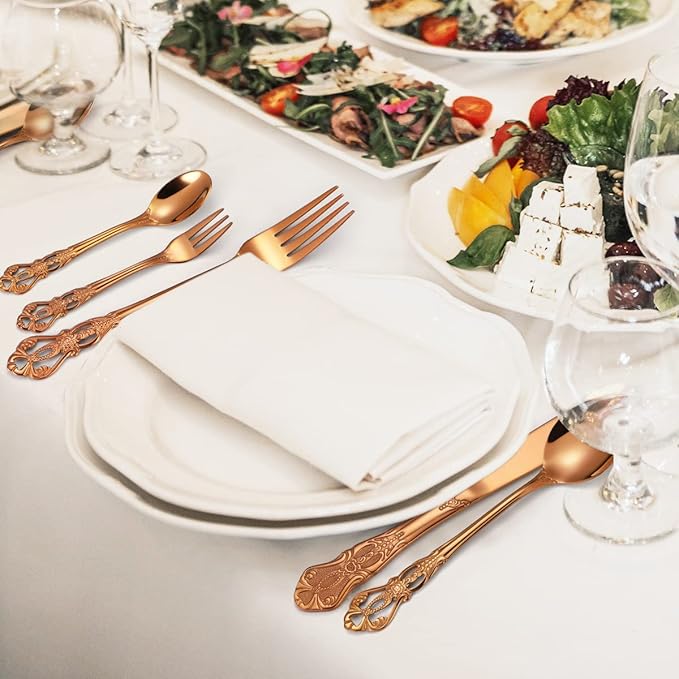 AARAINBOW 7 Pieces Stainless Steel Flatware Set Portable Reusable Cutlery Set Travel Utensils Set Including Chopsticks Knife Fork Spoon Straws Cleaning Brush Dishwasher Safe (G-Rose Golden)