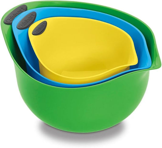 Cuisinart Plastic Set of 3 BPA-free Mixing Bowls, Multicolored