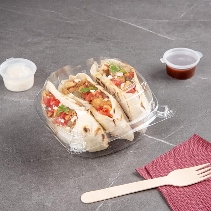 Restaurantware Thermo Tek 18.6 Ounce Clamshell Containers 100 Anti-Fog To Go Food Containers - Freezable Rectangle Clear Plastic Food Packaging Containers Disposable