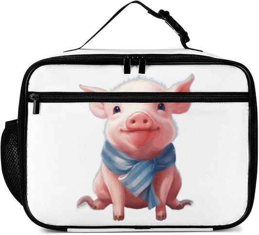 Pink Pig Reusable Lunch Box Insulated Lunch Bag Cooler Bag Lunchbox Meal Food Container Tote Bag for Women Kids Girls Boy School Camping Hiking Picnic Beach Travel