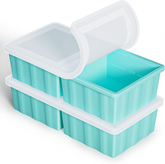 Silicone Freezer Tray for Soup Ice Cubes: 2-Cup Freezing Tray for Meal Prep - 2 Pack Silicon Soup Portion Freeze Tray Make Stock Souped Ice Cube