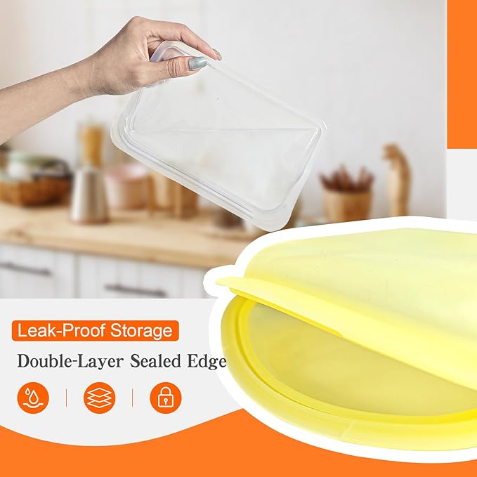 KVK Platinum Silicone Reusable food storage Bags Multipack - 12 Pcs clear freezer storage containers, Double Lock Seal Leakproof reusable snack bags- Oven Dishwasher Freezer Safe - Mix Dark Color