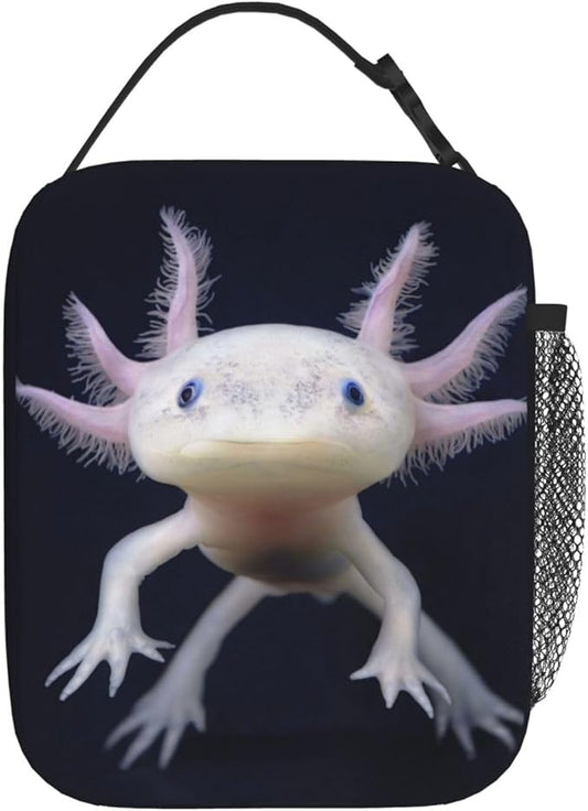 YETTA YANG Cute Kawaii Axolotl Ambystoma Mexicanum Portable Lunch Bag Insulated Lunch Box Reusable Totes For Women Men Work Picnic Camping