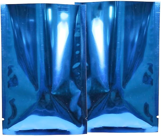 QQ Studio 100 PCS Metallic Mylar Foil Open Top Sealable Bags (7x10cm (2.7x3.9"), 100x Dark Blue)