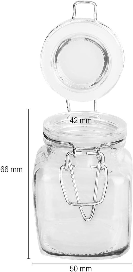 KAMOTA Glass Jars With Lids, 30 pack of 3.5 oz small glass jars for storage spice herbal condiments with leak-proof rubber gaskets and airtight hinged lids, 280 labels and 2 silicone funnels…