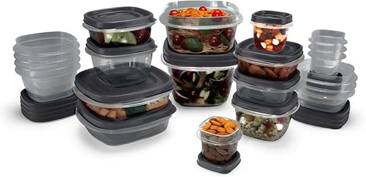 Rubbermaid EasyFindLids Food Storage Containers with SilverShield Antimicrobial Protection, 42-Piece Set, BPA-Free, Grey