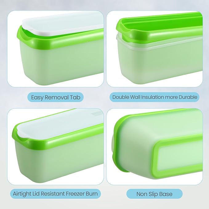10 Pcs Ice Cream Containers Reusable Plastic Storage Containers for Freezer 1.5 Quart 8 oz 6 oz Homemade Ice Cream Tubs with Silicone Lids Stackable Storage for Gelato, Yogurt, Sorbet