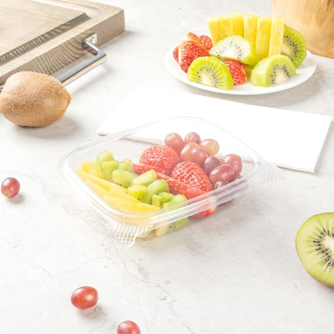 Restaurantware Thermo Tek 8 Ounce Clamshell Containers - Anti-Fog To Go Food Containers - Freezable Rectangle Clear Plastic Food Packaging