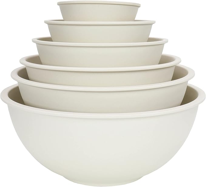 Chef Craft Eco Bamboo Fiber Mixing Bowl Set, 6 Piece Set, Natural