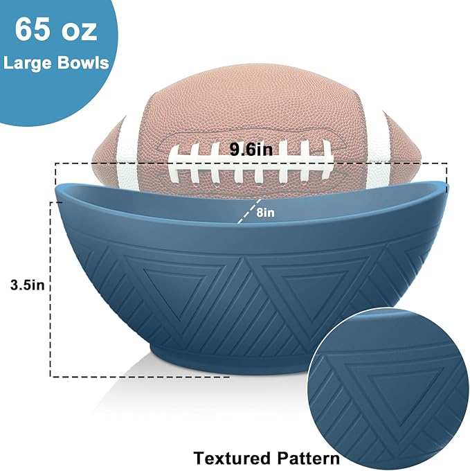65 OZ Wheta Straw Bowls Set - Unbreakable Large Salad Bowl 4 PCS, Large Capacity Kitchen Bowls Microwave & Dishwasher Safe Serving Bowl for Salad, Popcorn, Chip (Blue)