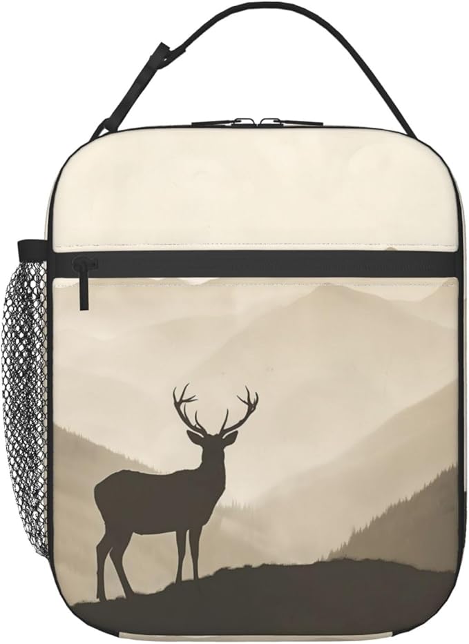 Insulated Lunch Box for Kids Boys Girls, Reusable Lunch Bag for School, Office, Work, Picnic, Travel, Mountain Deer Lunch Box