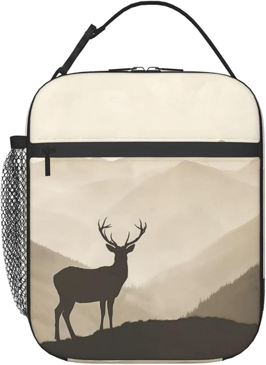 Insulated Lunch Box for Kids Boys Girls, Reusable Lunch Bag for School, Office, Work, Picnic, Travel, Mountain Deer Lunch Box