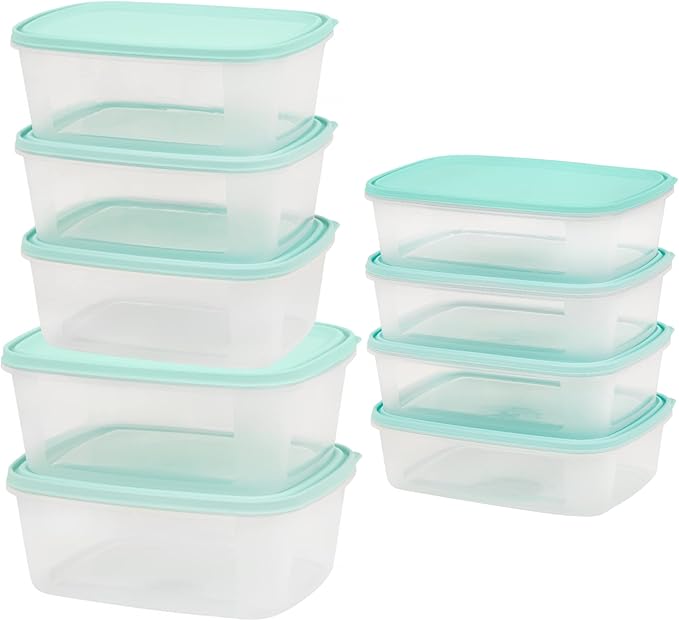 Deep Dish Food Storage Containers | Large Rectangle Containers, Multi Size holds up to 32oz, 64 oz, 101 oz of Food, Containers with Tight Seal, 9 Count Microwave Freezer Dishwasher Safe, Reusable