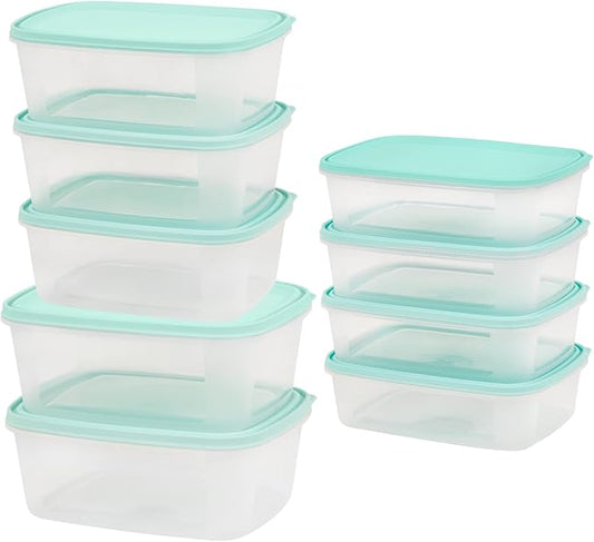 Deep Dish Food Storage Containers | Large Rectangle Containers, Multi Size holds up to 32oz, 64 oz, 101 oz of Food, Containers with Tight Seal, 9 Count Microwave Freezer Dishwasher Safe, Reusable