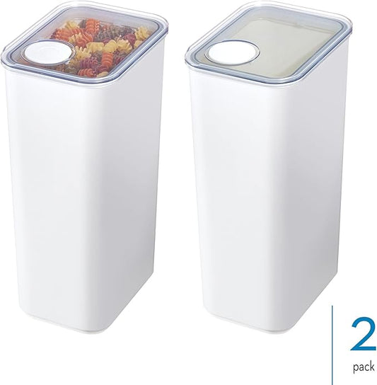 iDesign Extra Large Airtight Kitchen Canister with Removable Pour Cap - Set of 2 - White