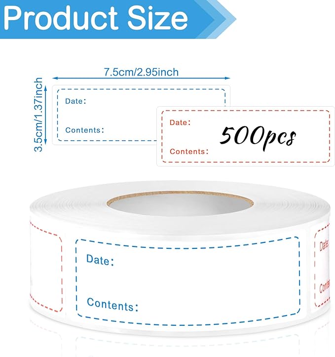 500Pcs Removable Freezer Labels,1 x 3 Inch Food Labels for Food Containers Food Storage Stickers Refrigerator Food Storage Labels Easy Clean No Residue