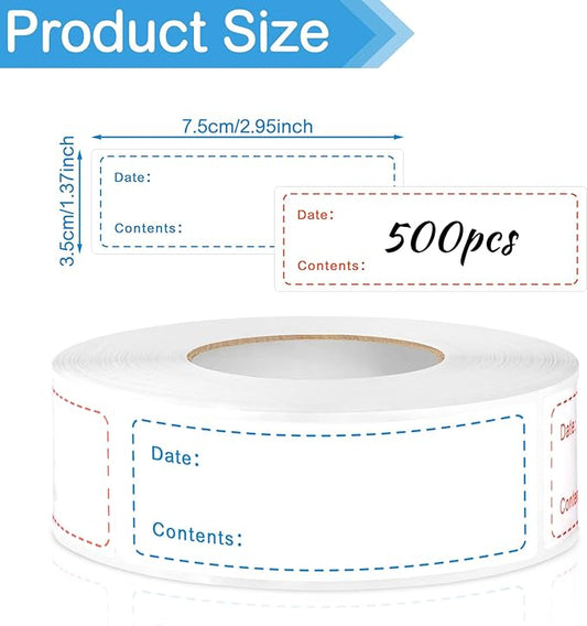 500Pcs Removable Freezer Labels,1 x 3 Inch Food Labels for Food Containers Food Storage Stickers Refrigerator Food Storage Labels Easy Clean No Residue
