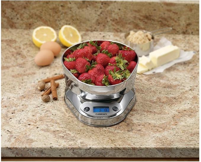 Cuisinart KML-KO3B Precision Chef Bowl Electronic Kitchen Scale, Silver, 2.5" x 7.4" x 9.25"