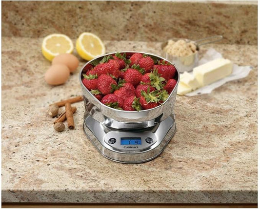 Cuisinart KML-KO3B Precision Chef Bowl Electronic Kitchen Scale, Silver, 2.5" x 7.4" x 9.25"