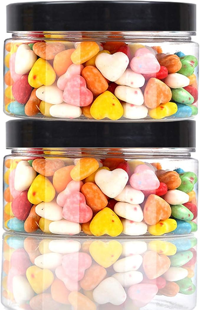 11.5oz (340 ml) Empty Clear Wide Mouth Plastic Jars with Smooth Black Lids and Labels (12 Pack) – PET Containers Great for Cream,Cosmetics,Slime Storage Jars –BPA Free