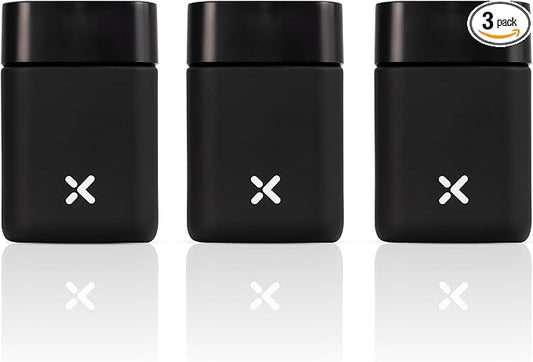 CubeX Miron Ultraviolet Glass Jars 130 ml (4.4 fl oz)| Premium Matte Finish | Stackable & Space Saving Design | Airtight Smell Proof | Screw Top Jars | Ideal for Herbs, Coffee, Spices | Set of 3