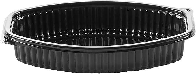 Restaurantware RW Base 24 Ounce Meal Prep Containers, 100 Microwavable To Go Containers With Lids - Disposable, Freezable, Black Plastic Oval Food Containers, Pack Hot And Cold Food, For Takeaway