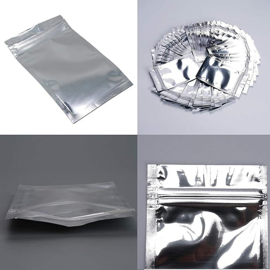 100 Pack Mylar Bags - 3x4 Inch Smell Proof Bags Resealable Clear Zip Lock Food Storage Bags, Food Safe Plastic Aluminum Material - Silver