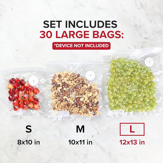 Chef Preserve Vacuum Sealer Bags Large Size 30 Bags