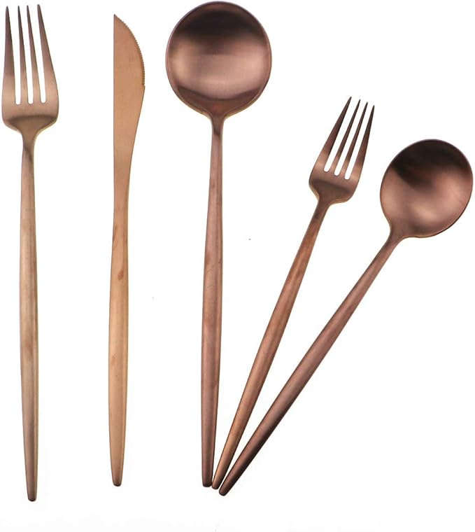 20-Piece 18/10 Stainless Steel Flatware Silverware, Luxury Dinnerware Set Travel Cutlery Tableware Include Knife Fork Spoon Service for 4,Healthy & Eco-Friendly Dishwasher Safe (Rose Gold)