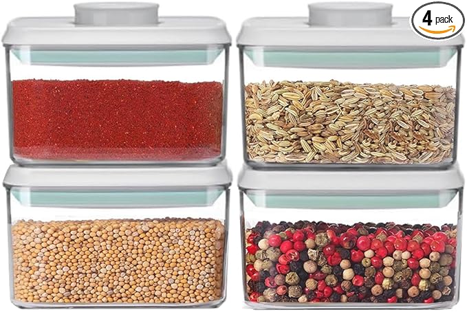 Pop Containers with Lids - Stackable Airtight Food Storage, Kitchen Pantry Storage Containers for Snacks Candy Salt Herbs Spices BPA-Free (500ML*4)