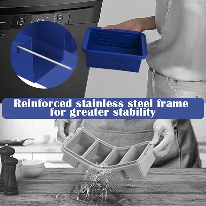 4 Cup Silicone Soup Freezer Molds 2 Pack Soup Cubes Freezer Trays with Lid Easy Release Ice Cube Tray For Food Freezing Container Store Soup, Sauce, Broth,Leftovers