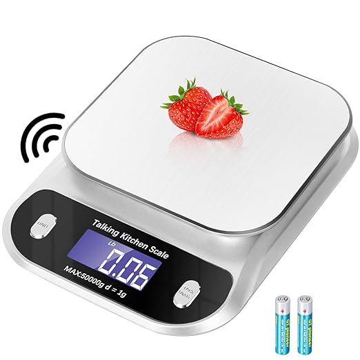Talking Food Scale, 5kg/11lb Talking Digital Kitchen Scales Weight Ounces and Grams for Cooking, Talking Sales for Food, Clear Pure Voice Talking Scales for Visually Impaired(Battery Included)