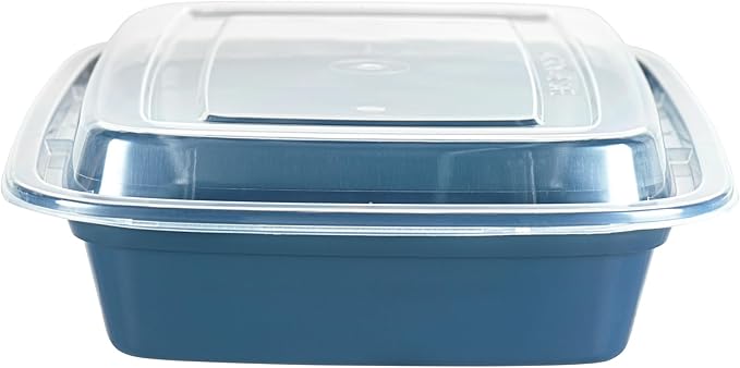 Restaurantware Asporto 28 Ounce Take Out Containers, 100 Food Containers With Lids - Microwavable, Disposable, Midnight Blue Plastic To Go Food Containers, No BPA, For Take Out And Delivery