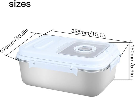 PENCK 15lbs Airtight Rice Storage Container Stainless Steel Flour Sugar Dispenser Food Box Holder Grain Cereal Bin with Measuring Cup for Kitchen Pantry Countertop, Silver