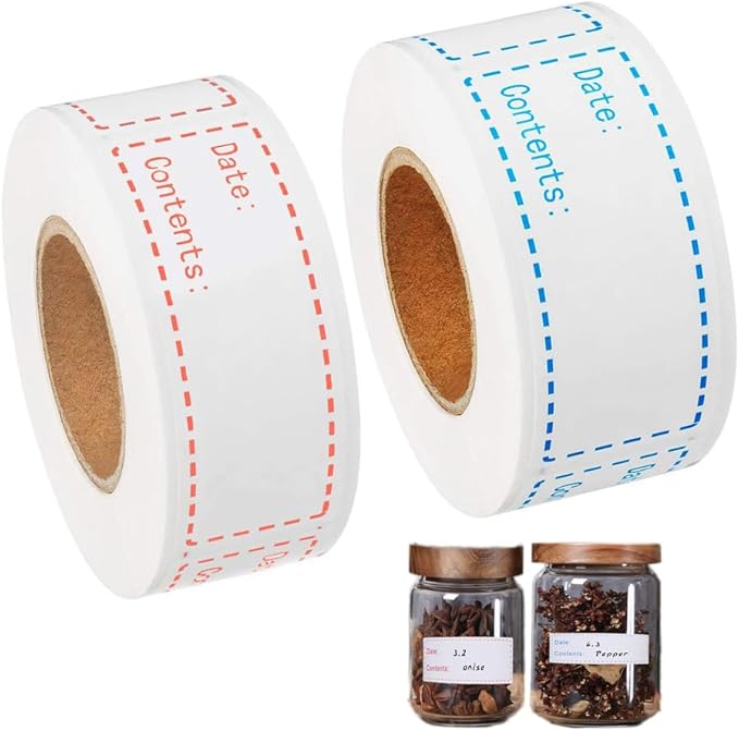 250PCS Freezer Labels, 1x3 Inch Food Storage Stickers for Containers Refrigerator Freezer Paper Label Self-Adhesive Kitchen Date Labels Easy to Write on and Clean (Blue red)