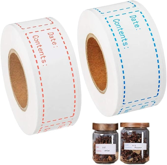 250PCS Freezer Labels, 1x3 Inch Food Storage Stickers for Containers Refrigerator Freezer Paper Label Self-Adhesive Kitchen Date Labels Easy to Write on and Clean (Blue red)