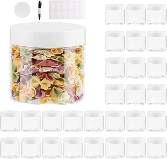 28 Pack 6 oz Plastic Slime Jars/Containers with White Lids, Plastic Jars with Lids, Storage Favor/Empty Wide-Mouth Jars for Body Butter, Cosmetics, Scrub