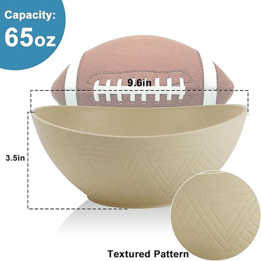 Large Bowls 65 OZ Wheat Straw Bowls Set of 4, Unbreakable Salad Bowl, Microwave & Dishwasher Safe, Kitchen Serving Bowl for Salad, Cereal, Soup and Oatmeal (Beige)