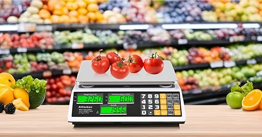 Price Computing Scale 66lb/30kg Commercial Food Scale with Price Calculator, Accurate Counting, Flat Reversed Platter, Dual LCD Display for Farmers' Markets Retail Deli Meat Shopsr Produce Weighing