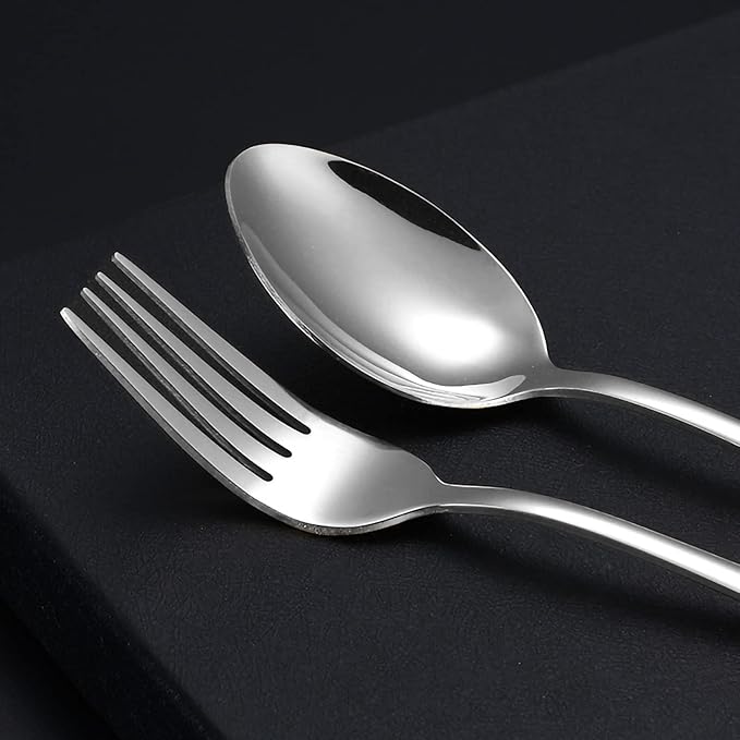 Portable Utensils Set with Case,Reusable Office Flatware Set,Healthy Travel Cutlery Set 3 PCs Stainless Steel Fork, Spoon,Knife Cutlery Ideal for Travel, Lunch Box and Camping (Silver-3PCs)