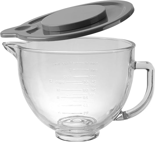 Glass Bowl for KitchenAid Stand Mixer,5 Quart,Glass Mixing Bowl Replacement for KitchenAid 4.5 and 5 Quart Tilt-Head Stand Mixers with Measurement Markings