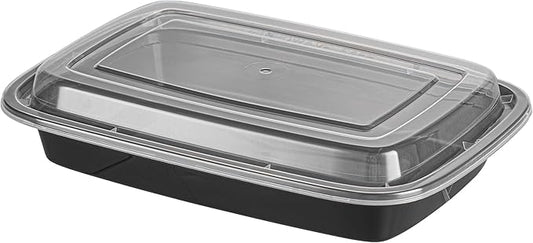 Restaurantware Asporto 16 Ounce To Go Boxes 100 Microwavable Round Soup Containers - Clear Plastic Lids Included Do Not Contain BPA Black Plastic Catering Food Containers Disposable